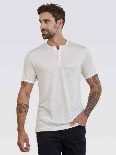 Camiseta Henley Horizonte Creme Mesclado