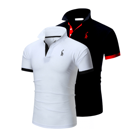 Kit 2 Polos Masculinas Slim Fit - Branco e Preto